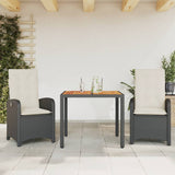 vidaXL 3-Piece Garden Lounge Set with Cushions Poly Rattan Black
