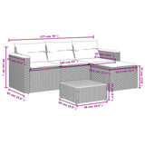 vidaXL 5-delige Loungeset met kussens poly rattan acacia zwart