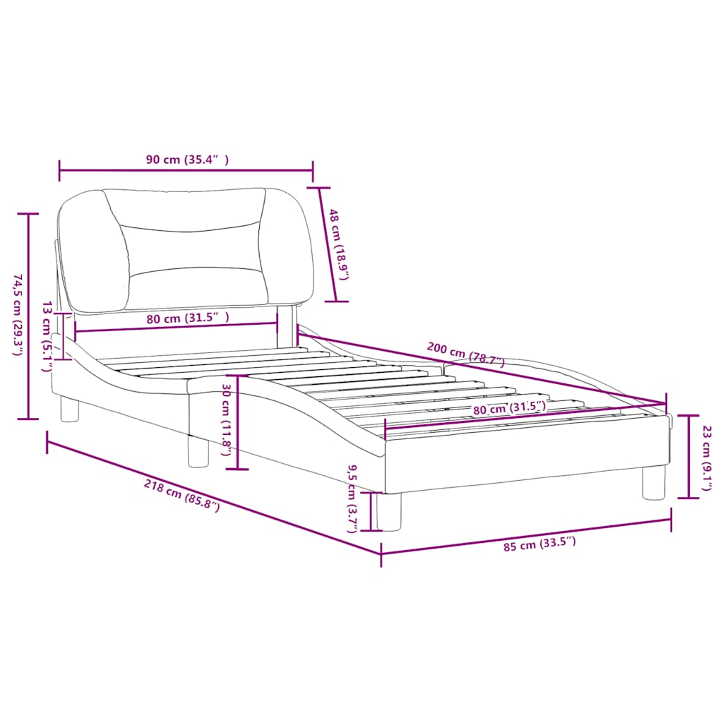 vidaXL Cadre de lit avec matelas "Hvar" noir d'art 80x200 cm