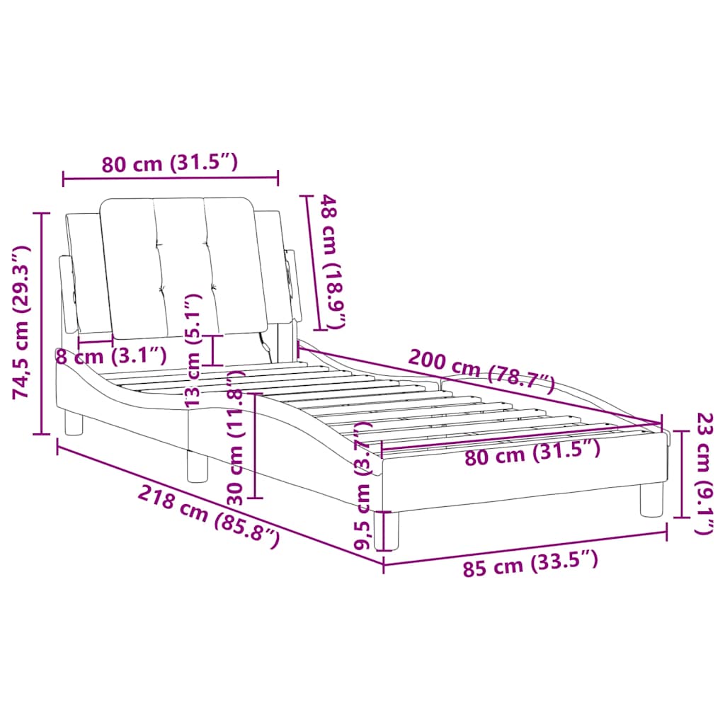 vidaXL Bedframe zonder matras "Zadar" kunstleer zwart 80x200 cm