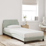 vidaXL Bed met matras "Dover" fluweel lichtgrijs 80x200 cm