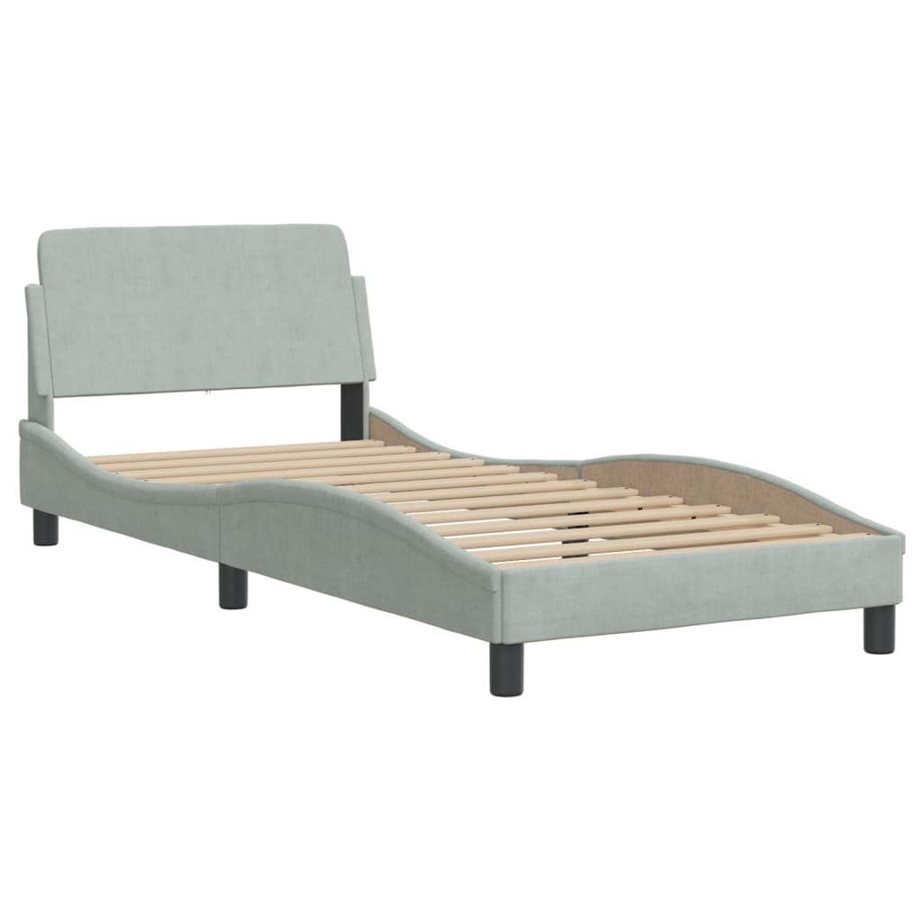 vidaXL Bed met matras "Dover" fluweel lichtgrijs 80x200 cm