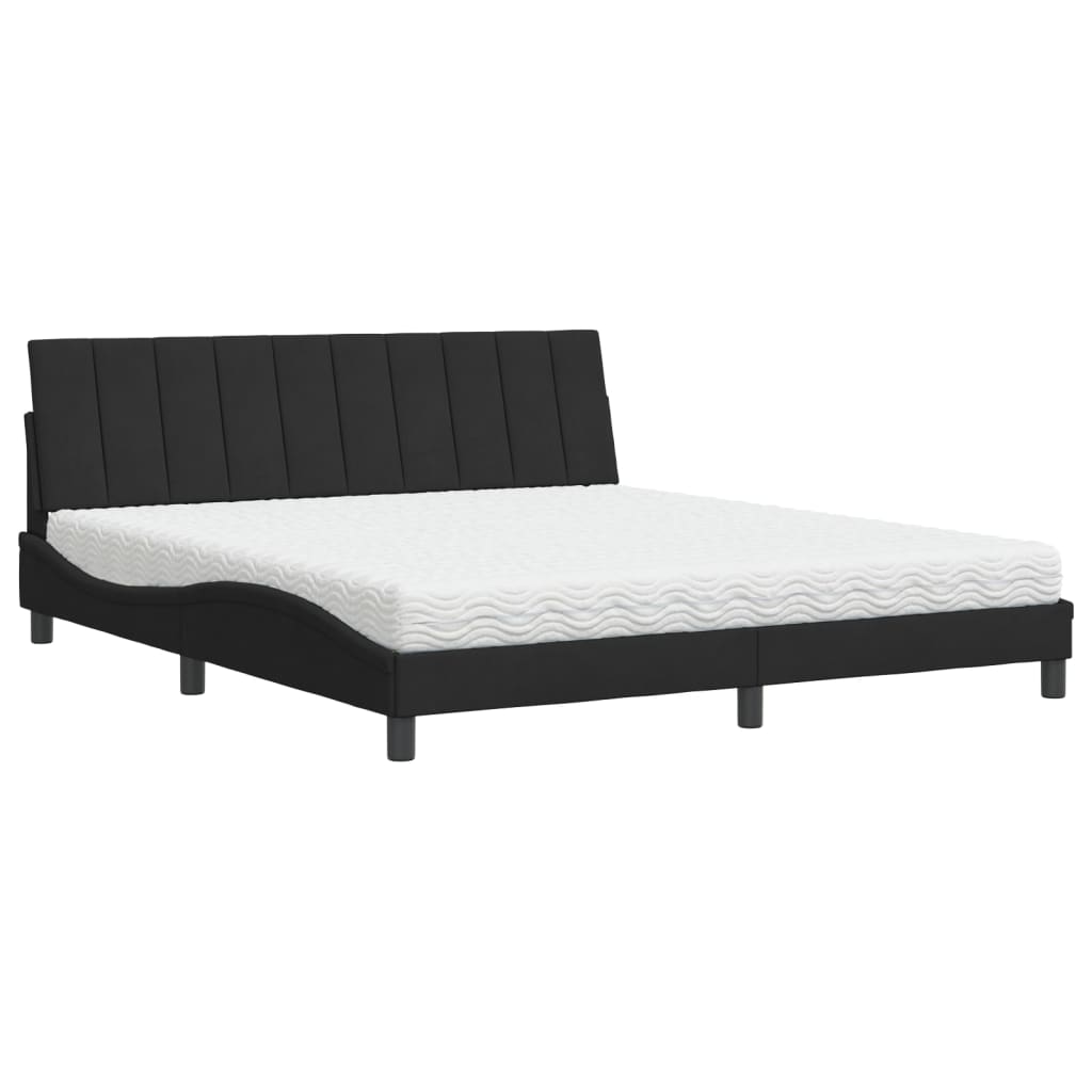 vidaXL Bed met matras "Hanko" fluweel lichtgrijs 80x200 cm