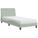 vidaXL Bed met matras fluweel lichtgrijs 80x200 cm