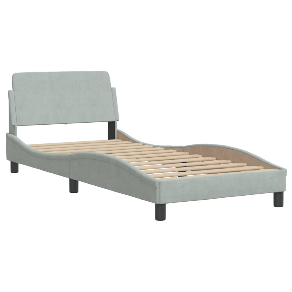 vidaXL Bed met matras fluweel lichtgrijs 80x200 cm