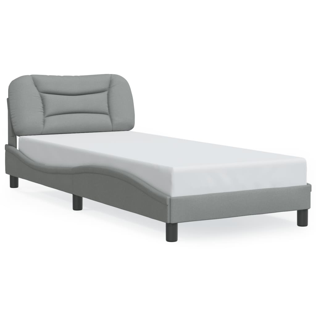 vidaXL Bedframe met LED zonder matras "Hvar" 80x200 cm stof lichtgrijs