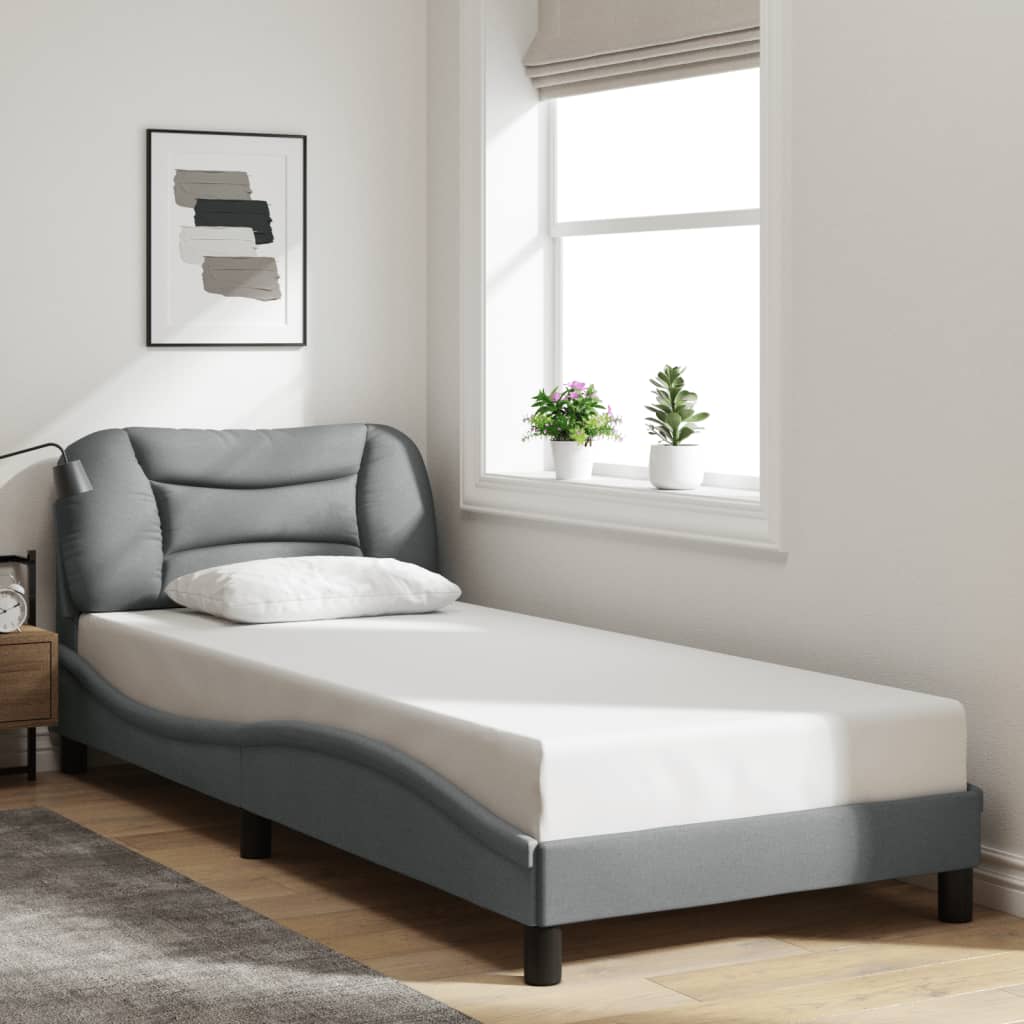 vidaXL Bedframe met LED zonder matras "Hvar" 80x200 cm stof lichtgrijs