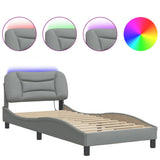 vidaXL Bedframe met LED zonder matras "Hvar" 80x200 cm stof lichtgrijs