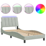 vidaXL Bedframe met LED zonder matras "Hanko"  fluweel lichtgrijs 80x200 cm