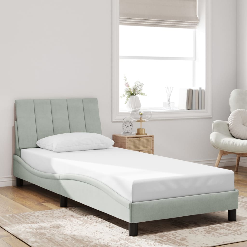 vidaXL Bedframe met LED zonder matras "Hanko"  fluweel lichtgrijs 80x200 cm