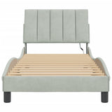 vidaXL Bedframe met LED zonder matras "Hanko"  fluweel lichtgrijs 80x200 cm
