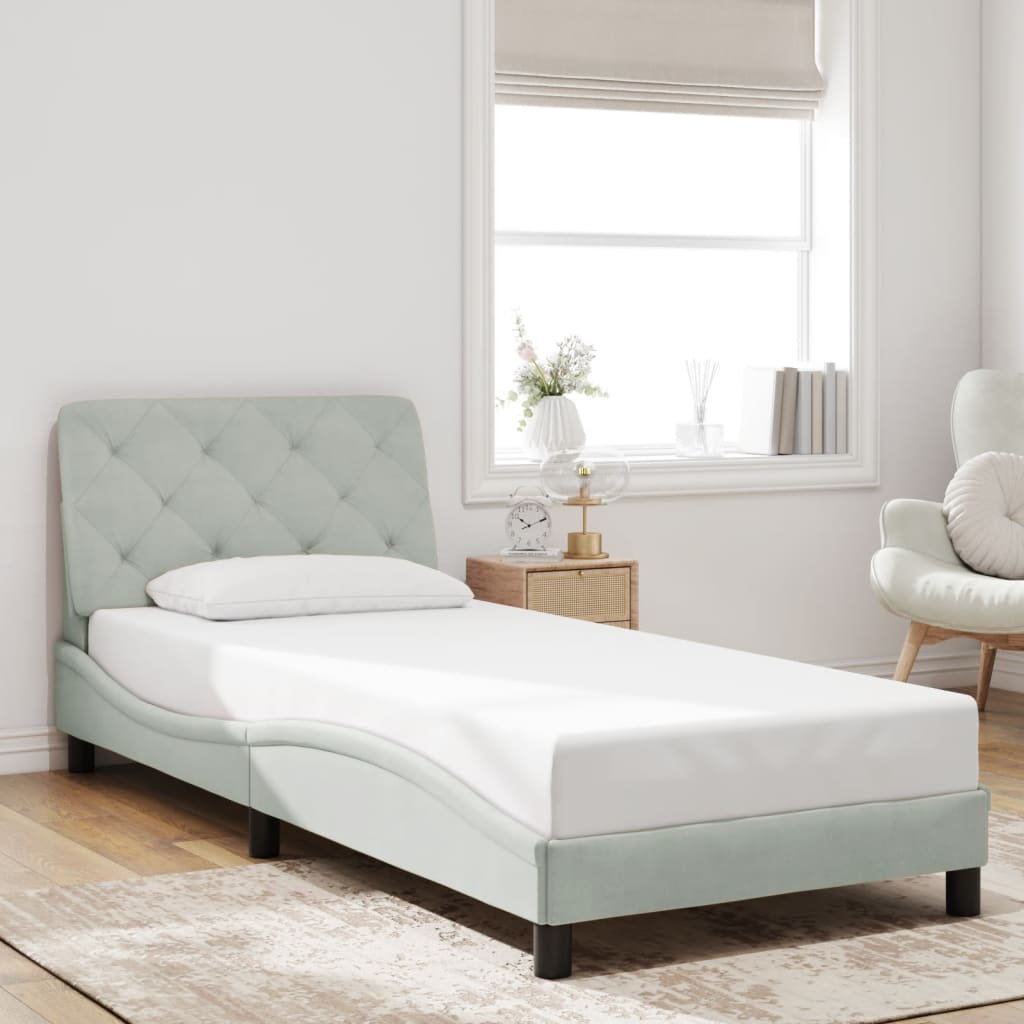 vidaXL Bedframe met LED zonder matras fluweel lichtgrijs 80x200 cm