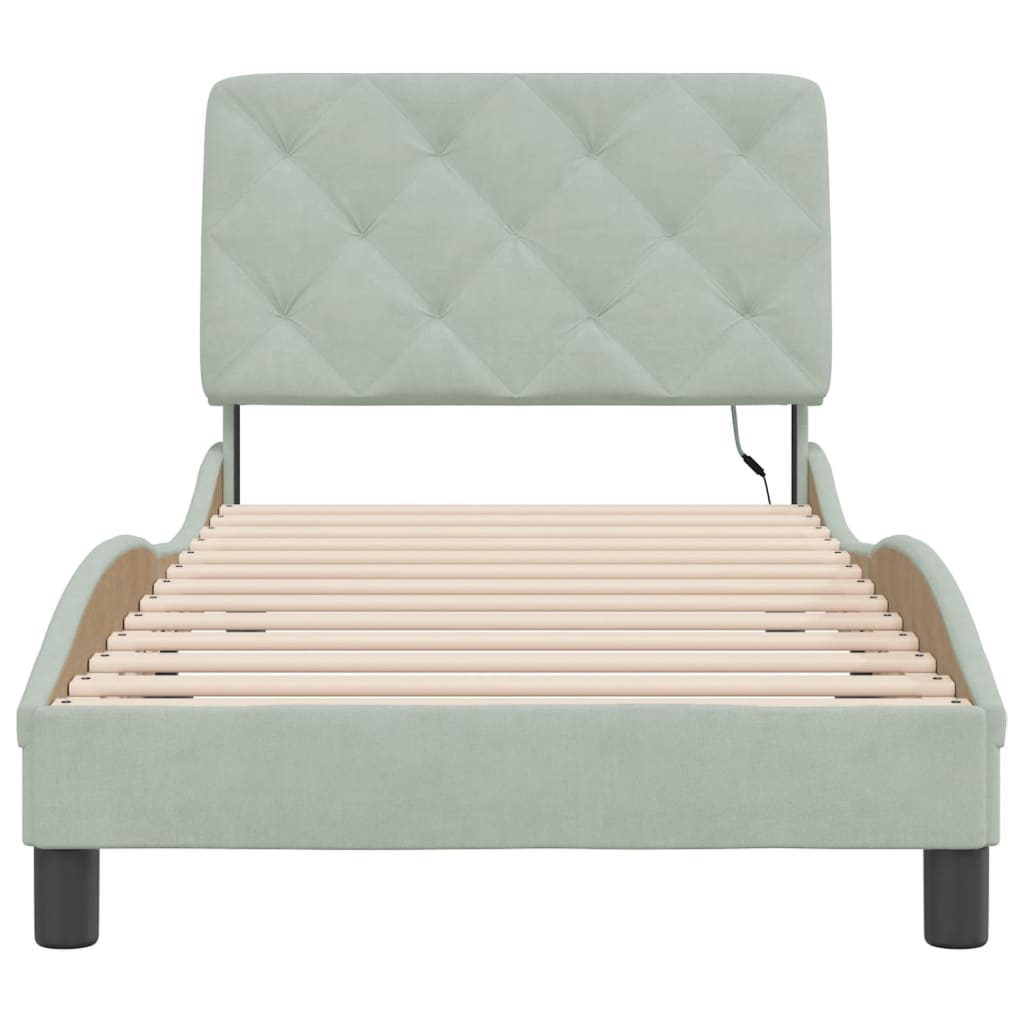 vidaXL Bedframe met LED zonder matras fluweel lichtgrijs 80x200 cm