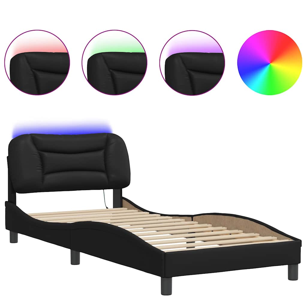 vidaXL Bedframe met LED zonder matras "Hvar" zwart 80x200 cm