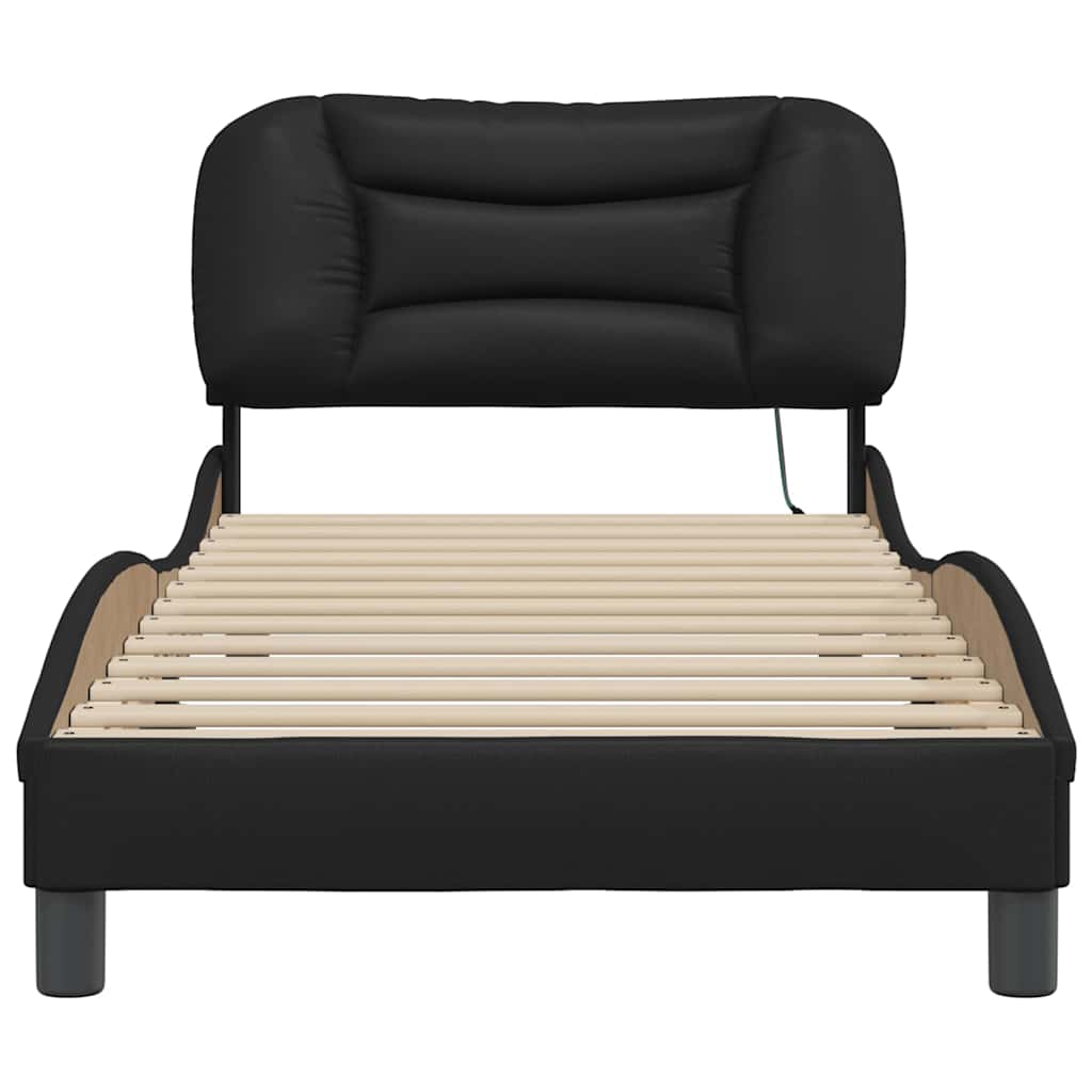 vidaXL Bedframe met LED zonder matras "Hvar" zwart 80x200 cm