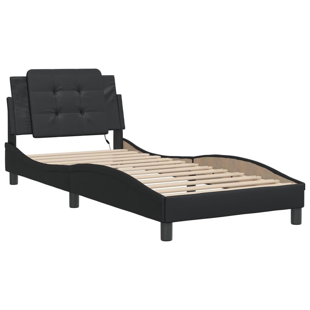vidaXL Bedframe met LED zonder matras "Zadar" zwart 80x200 cm