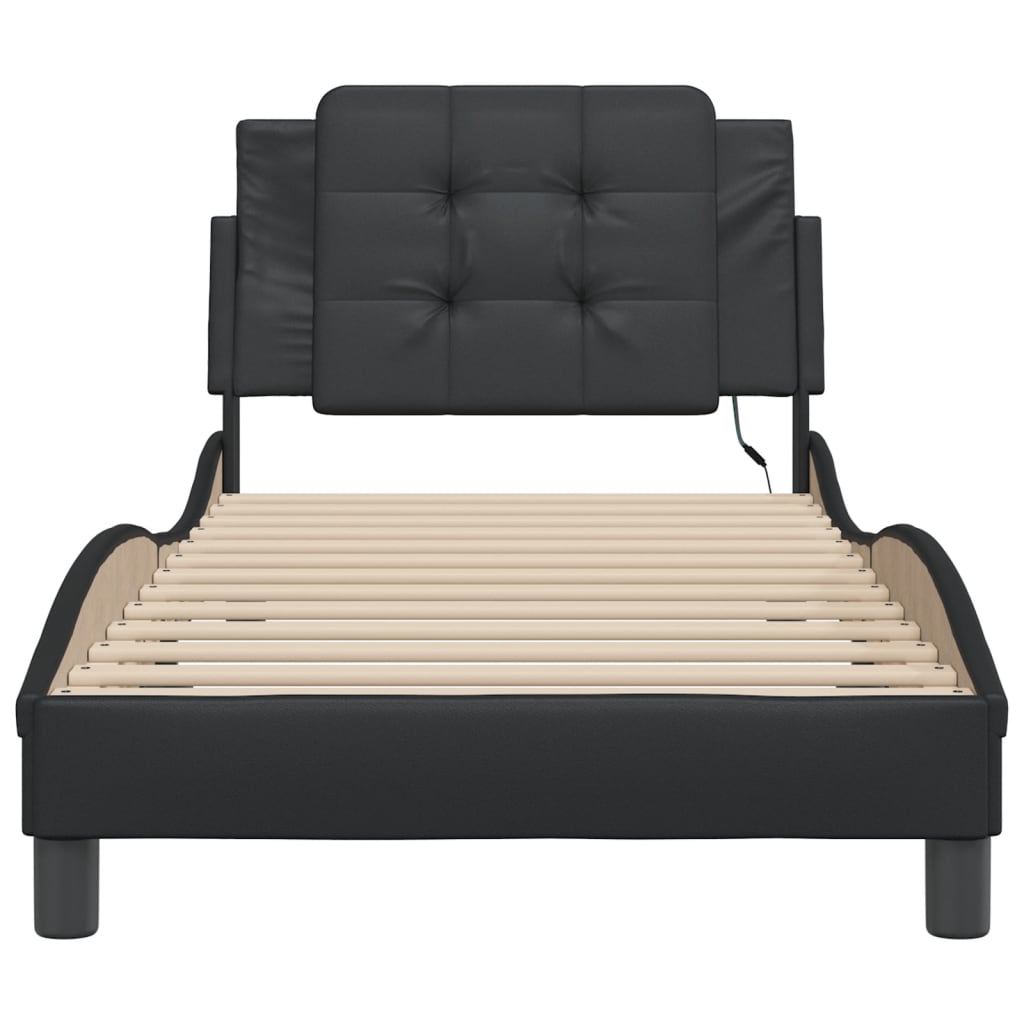 vidaXL Bedframe met LED zonder matras "Zadar" zwart 80x200 cm