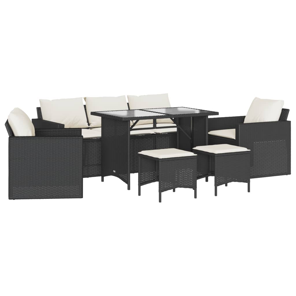 vidaXL 6-delige Loungeset met kussens poly rattan zwart