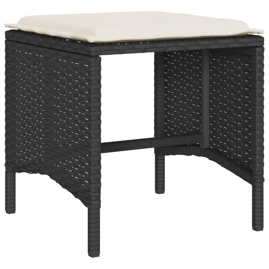 vidaXL 6-delige Loungeset met kussens poly rattan zwart