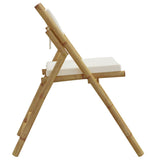 vidaXL Bistrostoelen 4 st inklapbaar met kussens bamboe crèmewit