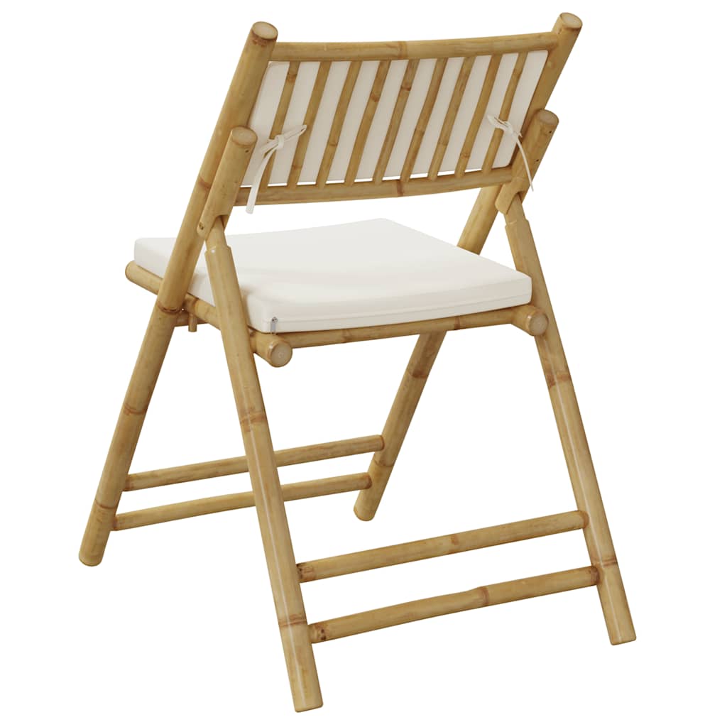 vidaXL Bistrostoelen 4 st inklapbaar met kussens bamboe crèmewit