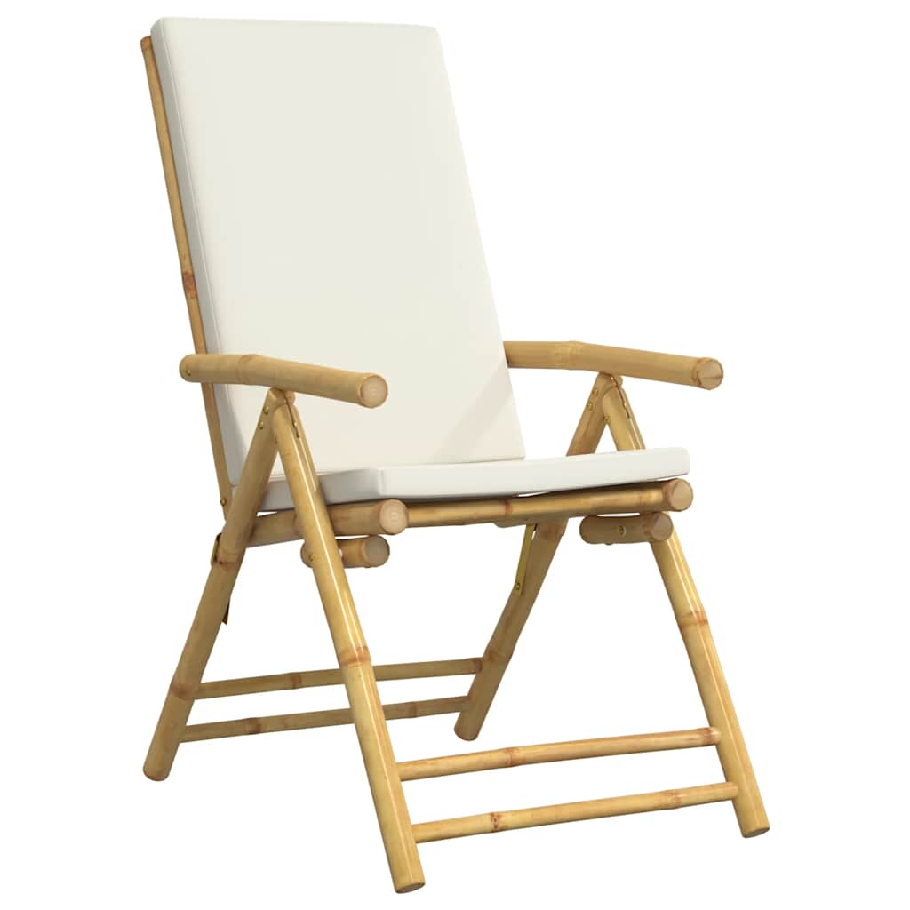 vidaXL Tuinstoelen 4 st inklapbaar met kussens bamboe crèmewit