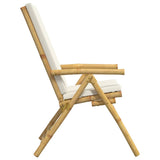 vidaXL Tuinstoelen 4 st inklapbaar met kussens bamboe crèmewit