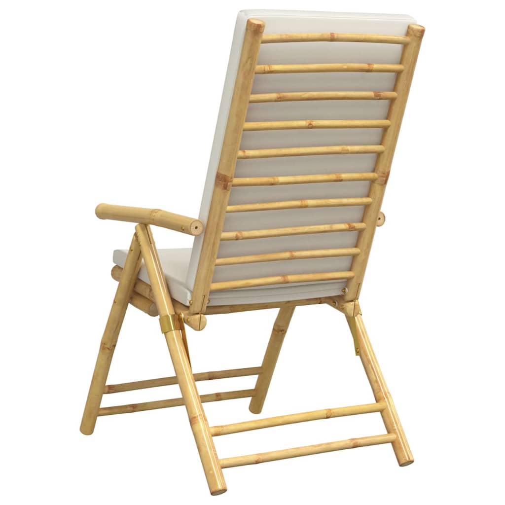 vidaXL Tuinstoelen 4 st inklapbaar met kussens bamboe crèmewit