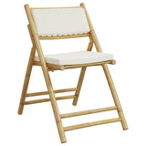 vidaXL 3-delige Bistroset inklapbaar met kussens bamboe crèmewit