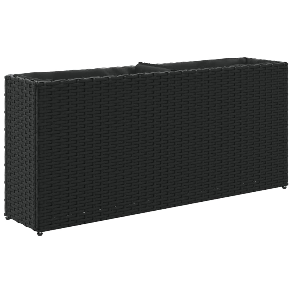 vidaXL Plantenbakken met 2 potten 2 st 90x20x40 cm poly rattan zwart