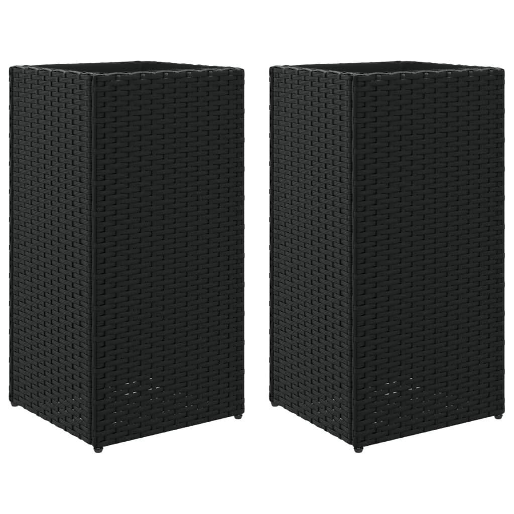 vidaXL Plantenbakken 2 st 30x30x60 cm poly rattan zwart