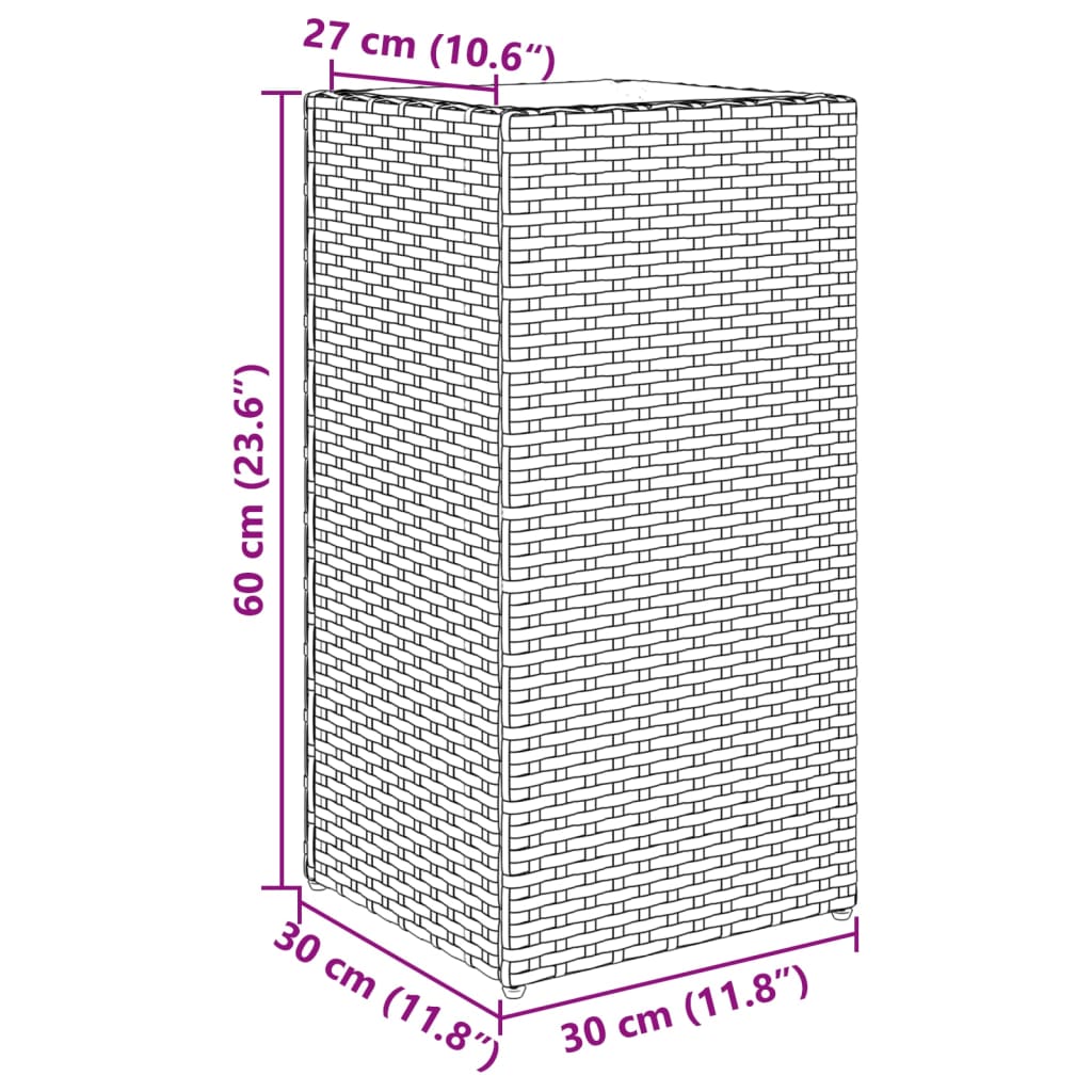 vidaXL Plantenbakken 2 st 30x30x60 cm poly rattan zwart