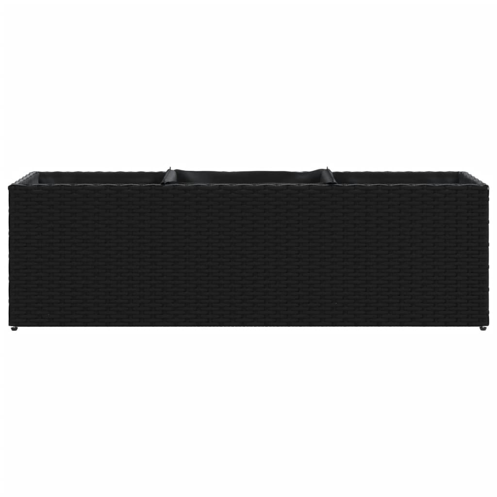 vidaXL Plantenbakken met 3 potten 2 st 105x30x32 cm poly rattan zwart