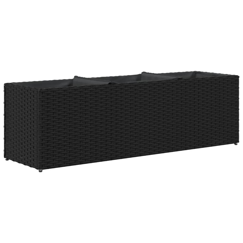 vidaXL Plantenbakken met 3 potten 2 st 105x30x32 cm poly rattan zwart
