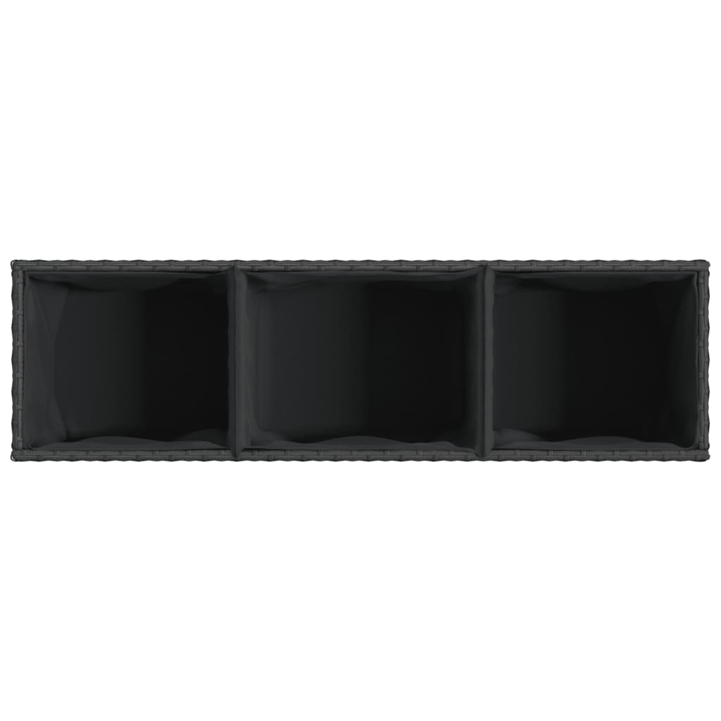vidaXL Plantenbakken met 3 potten 2 st 105x30x32 cm poly rattan zwart