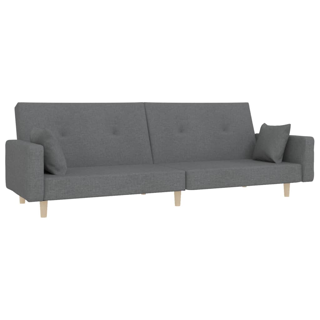 vidaXL 2-Seater Sofa Bed with 2 Cushions Fabric Light Grey