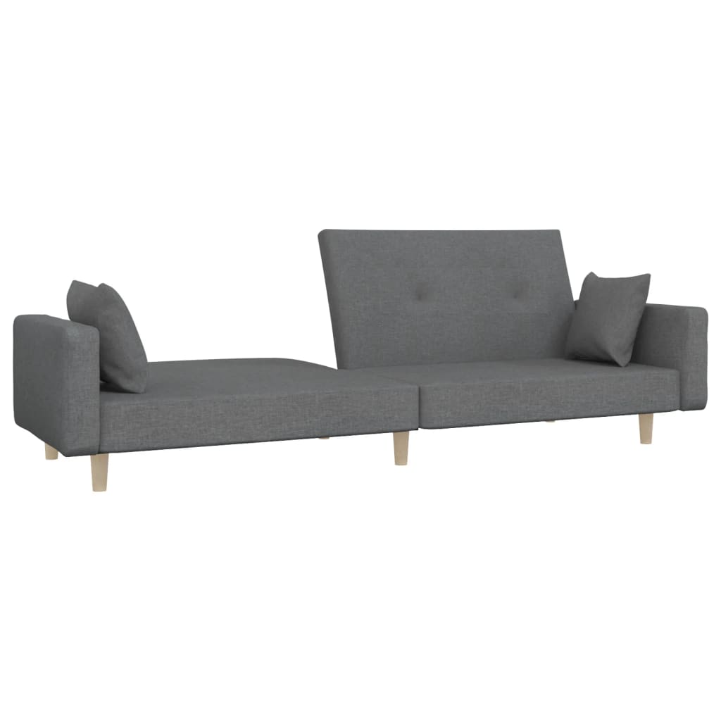 vidaXL 2-Seater Sofa Bed with 2 Cushions Fabric Light Grey