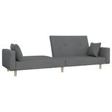 vidaXL 2-Seater Sofa Bed with 2 Cushions Fabric Light Grey