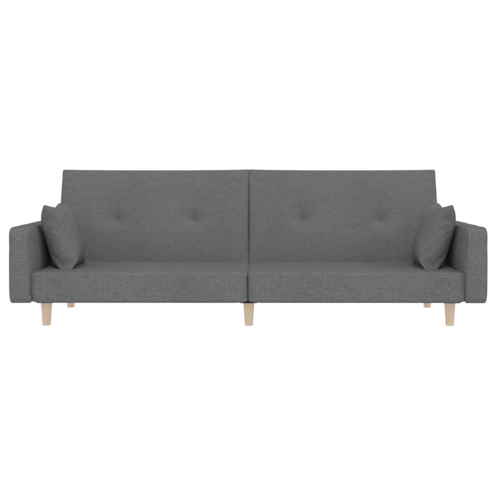 vidaXL 2-Seater Sofa Bed with 2 Cushions Fabric Light Grey