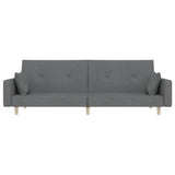 vidaXL 2-Seater Sofa Bed with 2 Cushions Fabric Light Grey
