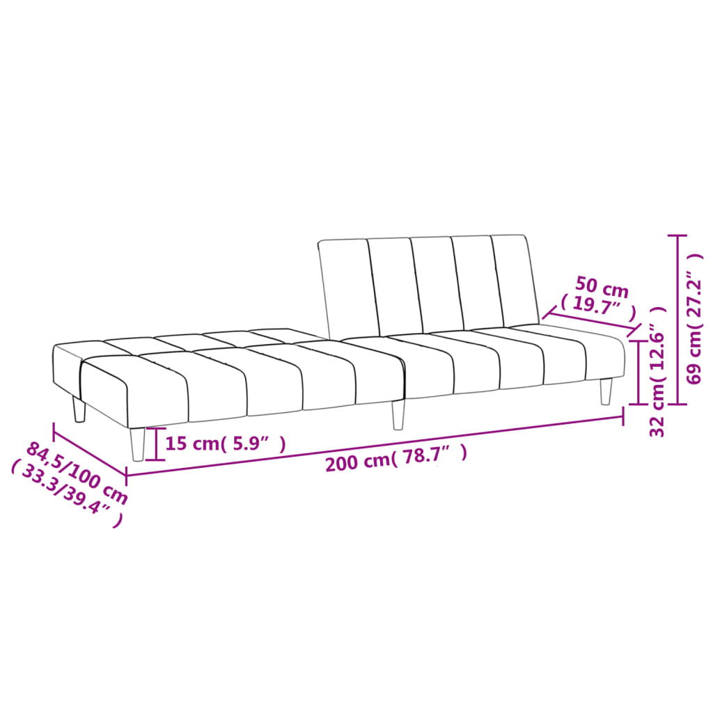 vidaXL 2-Seater Sofa Bed Fabric Light Grey