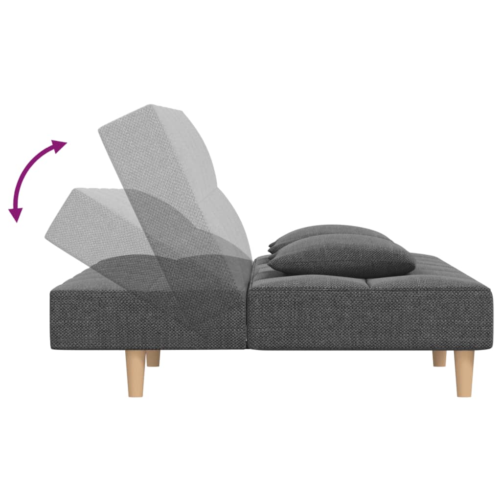 vidaXL 2-Seater Sofa Bed with 2 Pillows Fabric Light Grey