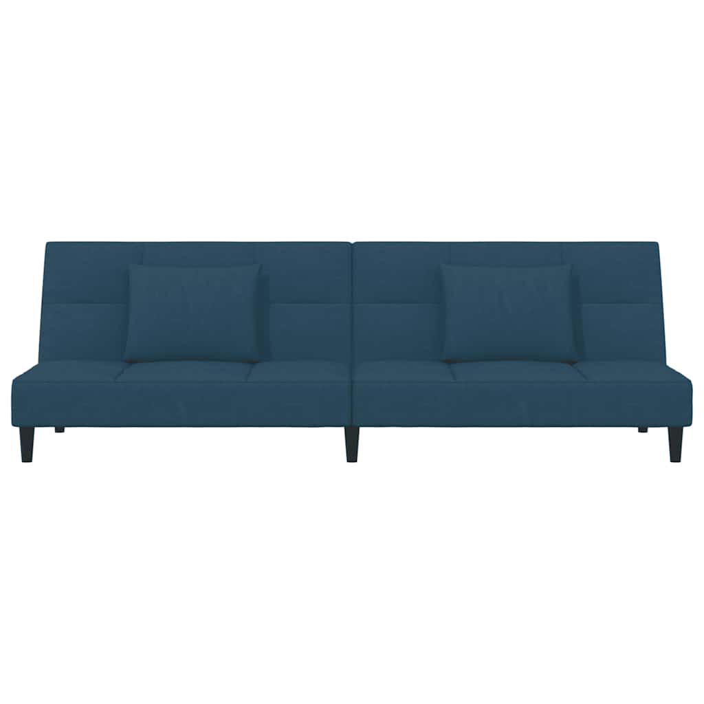 vidaXL Slaapbank 2-zits met 2 kussens fluweel blauw