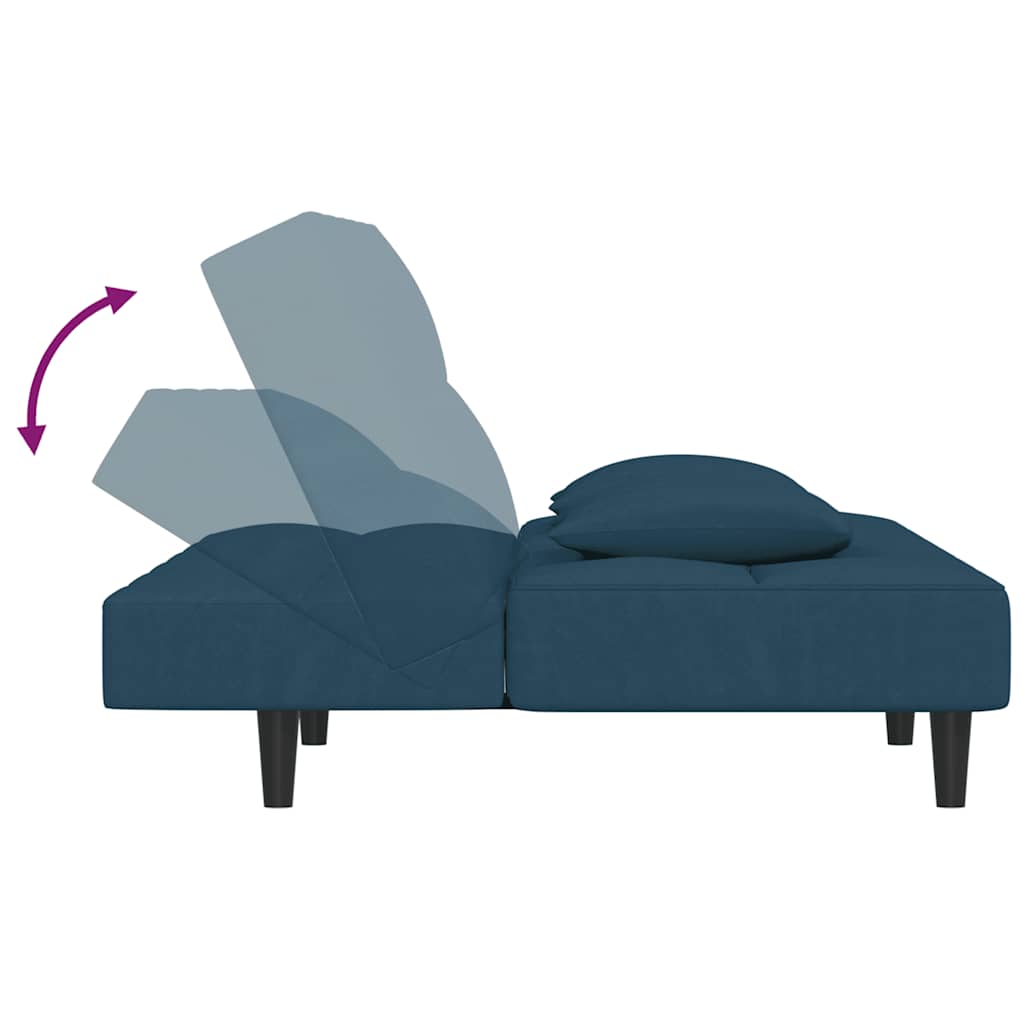 vidaXL Slaapbank 2-zits met 2 kussens fluweel blauw