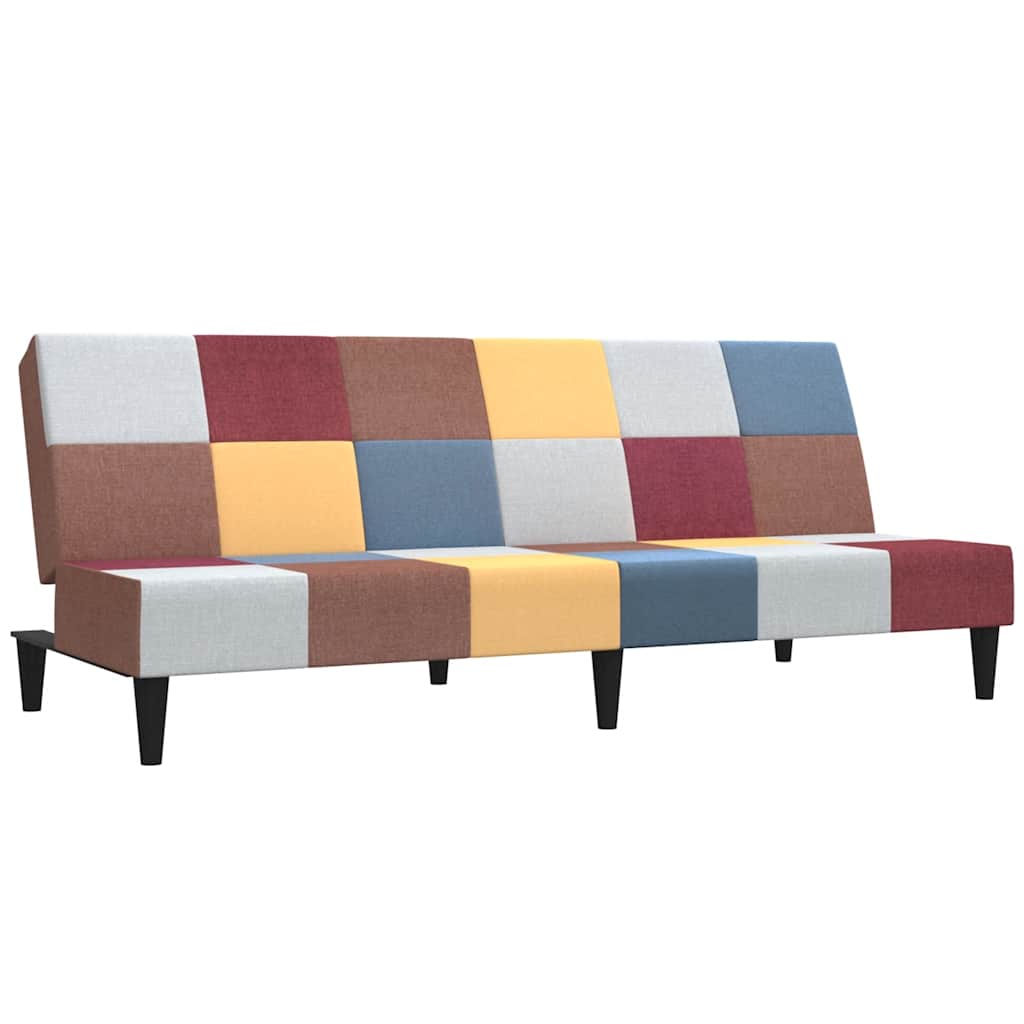 vidaXL Slaapbank 2-zits met voetenbank patchwork stof