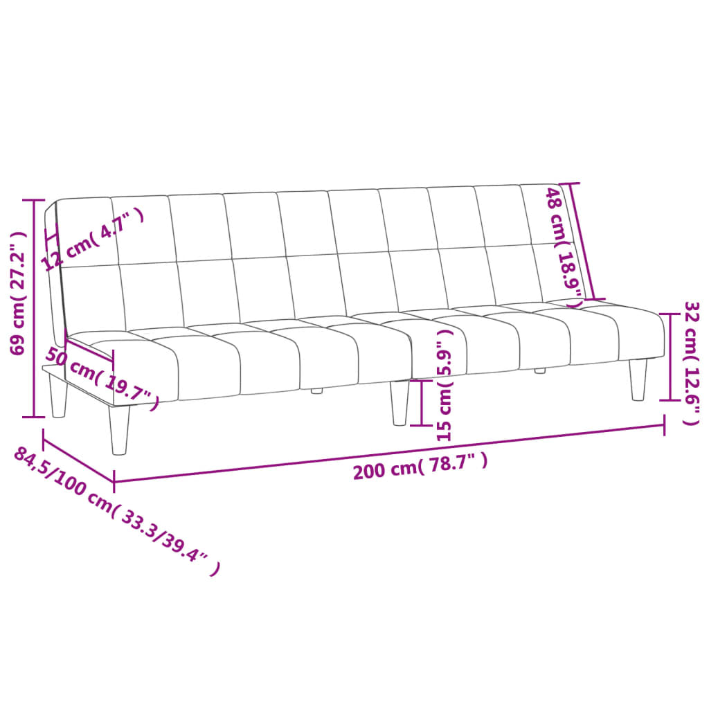 vidaXL Slaapbank 2-zits gris gris