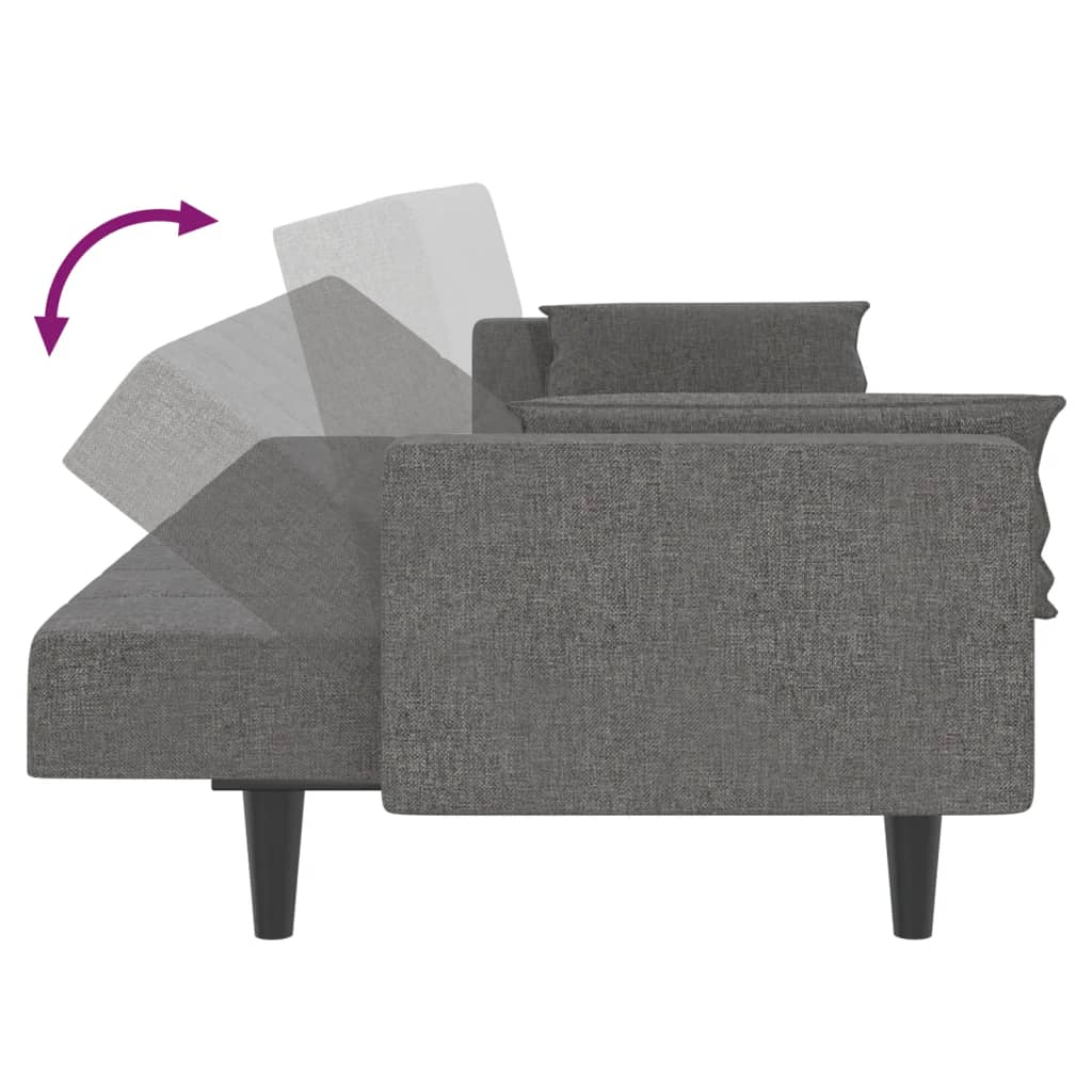 vidaXL 2-Seater Sofa Bed with 2 Pillows Fabric Light Grey