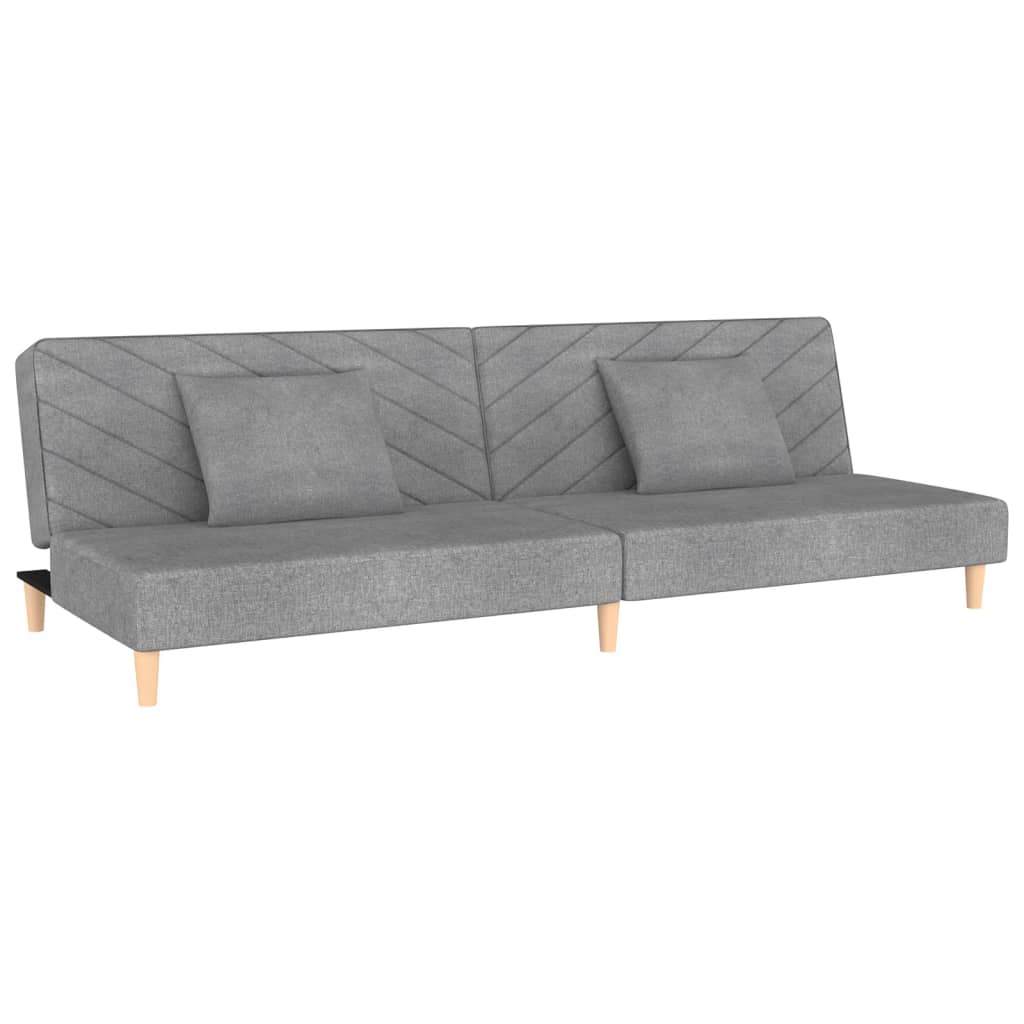vidaXL 2-Seater Sofa Bed with 2 Pillows Fabric Light Grey