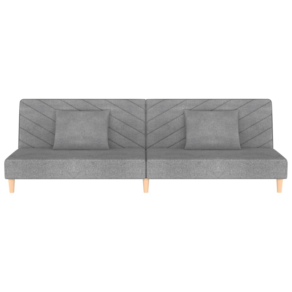 vidaXL 2-Seater Sofa Bed with 2 Pillows Fabric Light Grey