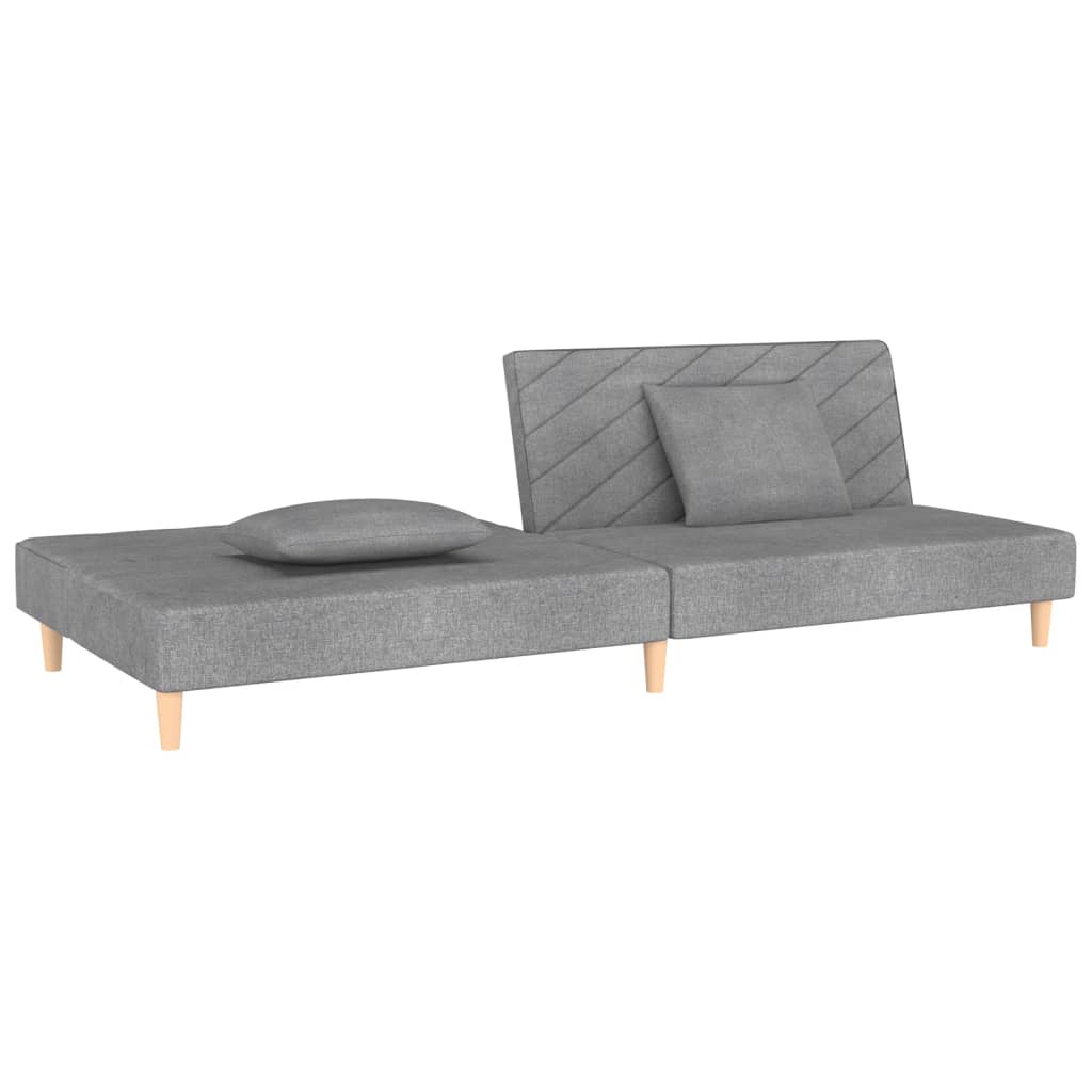vidaXL 2-Seater Sofa Bed with 2 Pillows Fabric Light Grey